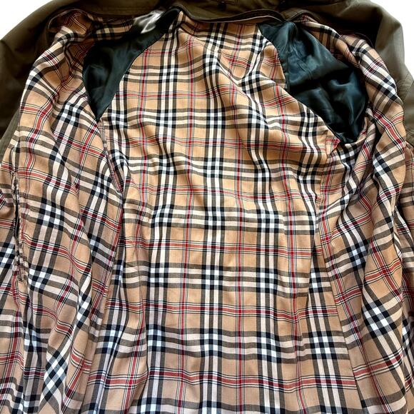 VTG 60s Poland Trench Coat Mens 40 US M Dark Khaki Check Lining Belted